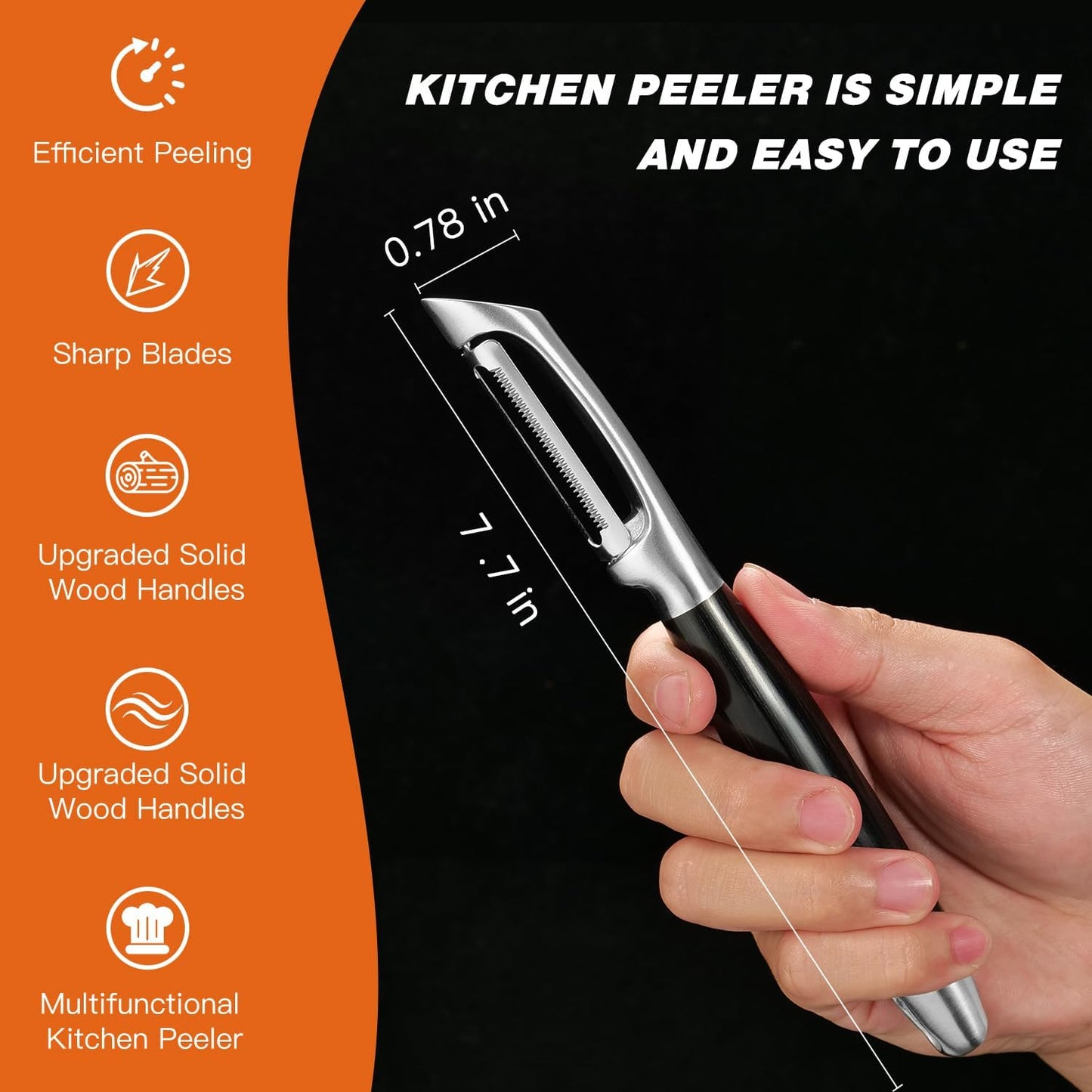 304 Stainless Steel Multi-Function Kitchen Peeler - With Solid Wood Handle, Sharp Durable Blade, Effortlessly Peels Vegetables and Fruits, Essential Kitchen Tool（ Type I）