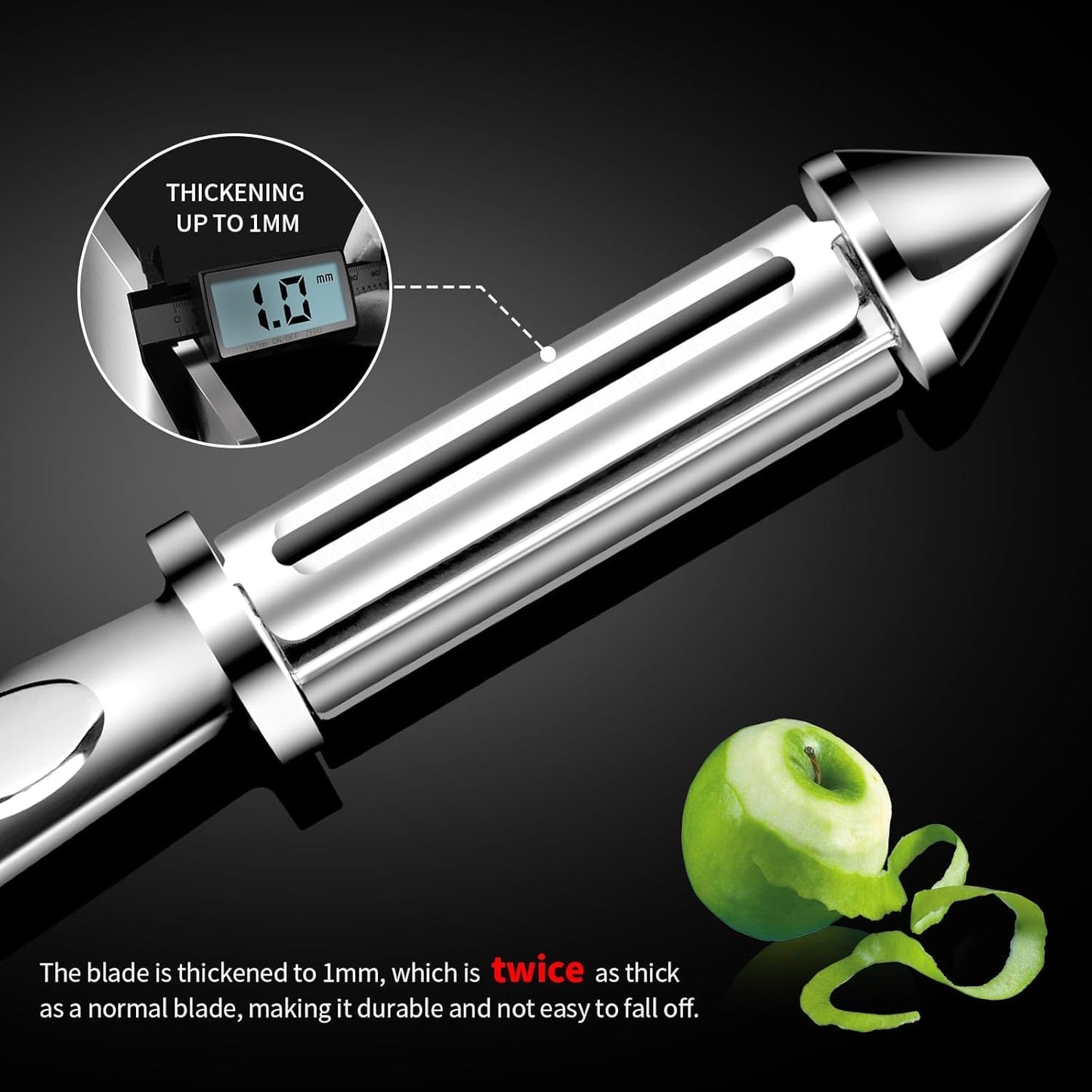 MAD SHARK Vegetable Peeler for Kitchen, Potato Peeler, Fruit Carrot Veggie Peelers, Design with Ergonomic Non-Slip Handle, I-Shaped Stainless Steel Serrated（Flat/Serrated Blade 2 in 1）