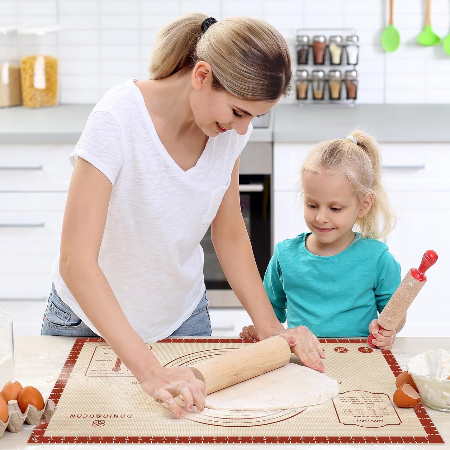 Silicone Baking Mat,36" x 24" Extra Thick Large Non Stick Sheet Mat with Measurement Non-slip Dough Rolling Mat,Reusable Food Grade Silicone Counter Mat for Making Cookies,Macarons,Bread and Pastry