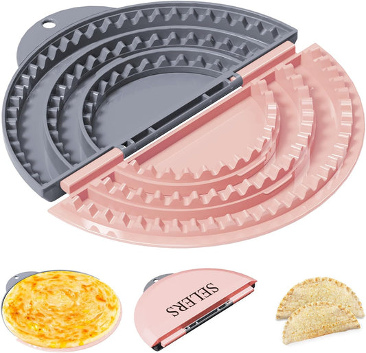 Tortilla Sealer,SELERS,Tacos tortilla crimper Maker Large,Removable & Adjustable 4"-6''-8" Crust,For Burritos,Pasties,Tortilla,Dumplings,Sandwich,Grey Pink (Grey Pink, 4"+6"+8")