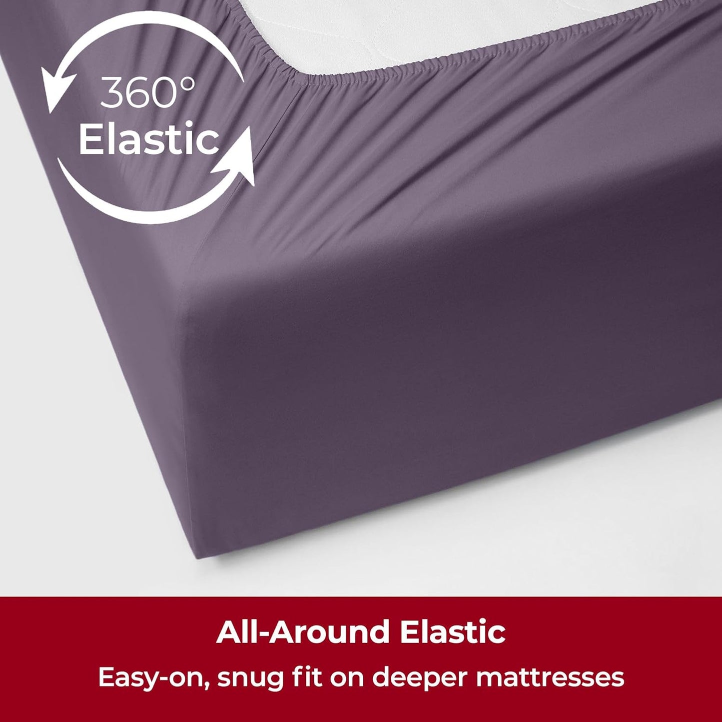 Mellanni Extra Deep Queen Sheets - 4 PC Iconic Collection Bedding - Hotel Luxury, Ultra Soft, Cooling Bed Sheets - Wrinkle, Fade, Stain Resistant (Queen, Purple)