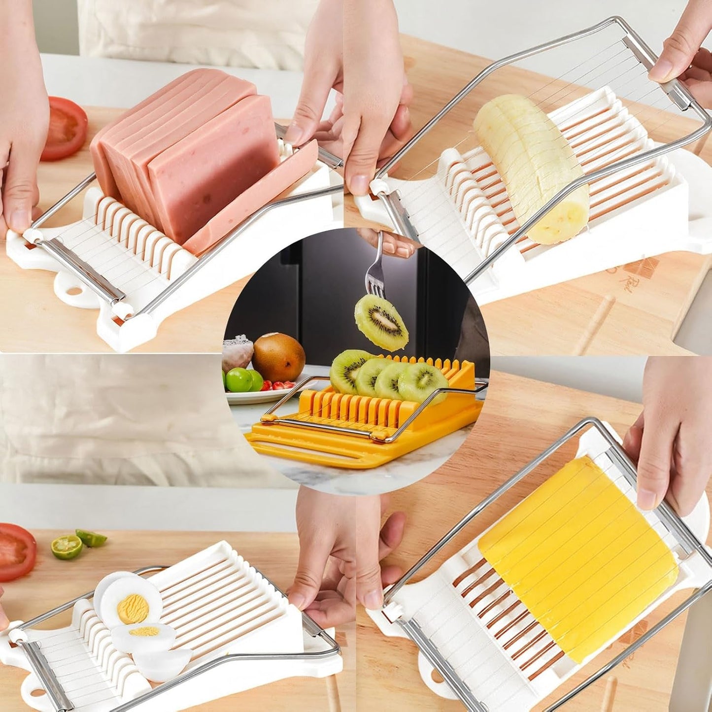 Generic Manual Fruit, Vegetable, Meat, Egg, Cheese, Bread Slicer, Stainless Steel Wires, Cutter, Strawberry Slicer, ABS+304 Stainless Steel, Dishwasher Safe