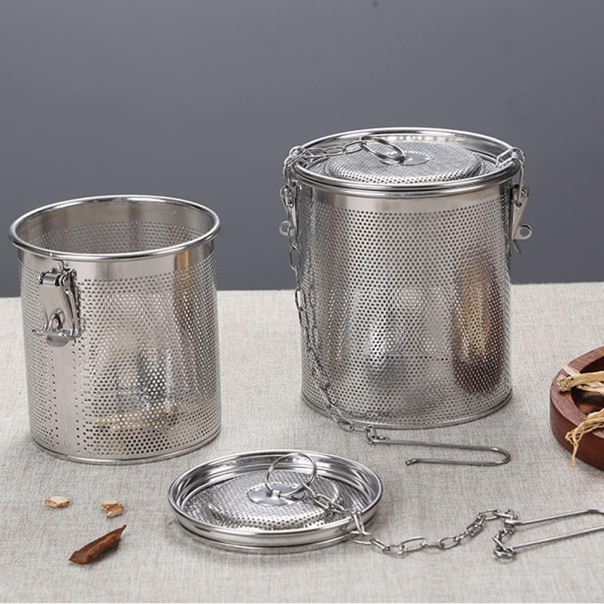 Zerodeko 1pc Soup Seasoning Bag Spice Bag Box Diffuser Tea Ball Filter Mesh Strainer Stainless Steel Brine Basket Strainer Basket Metal Loose Leaves Infusion Set Tea Maker Tea Strainer, Silver