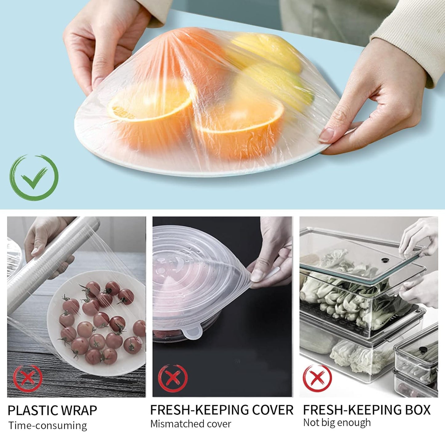 Homelove 150pcs Plastic Bowl Covers Food Cover Dish Covers, Reusable Elastic Stretch Fresh Keeping Bags, Kitchen Dining Plate Bread Proofing Food Storage Covers, Universal Kitchen Plastic Wrap