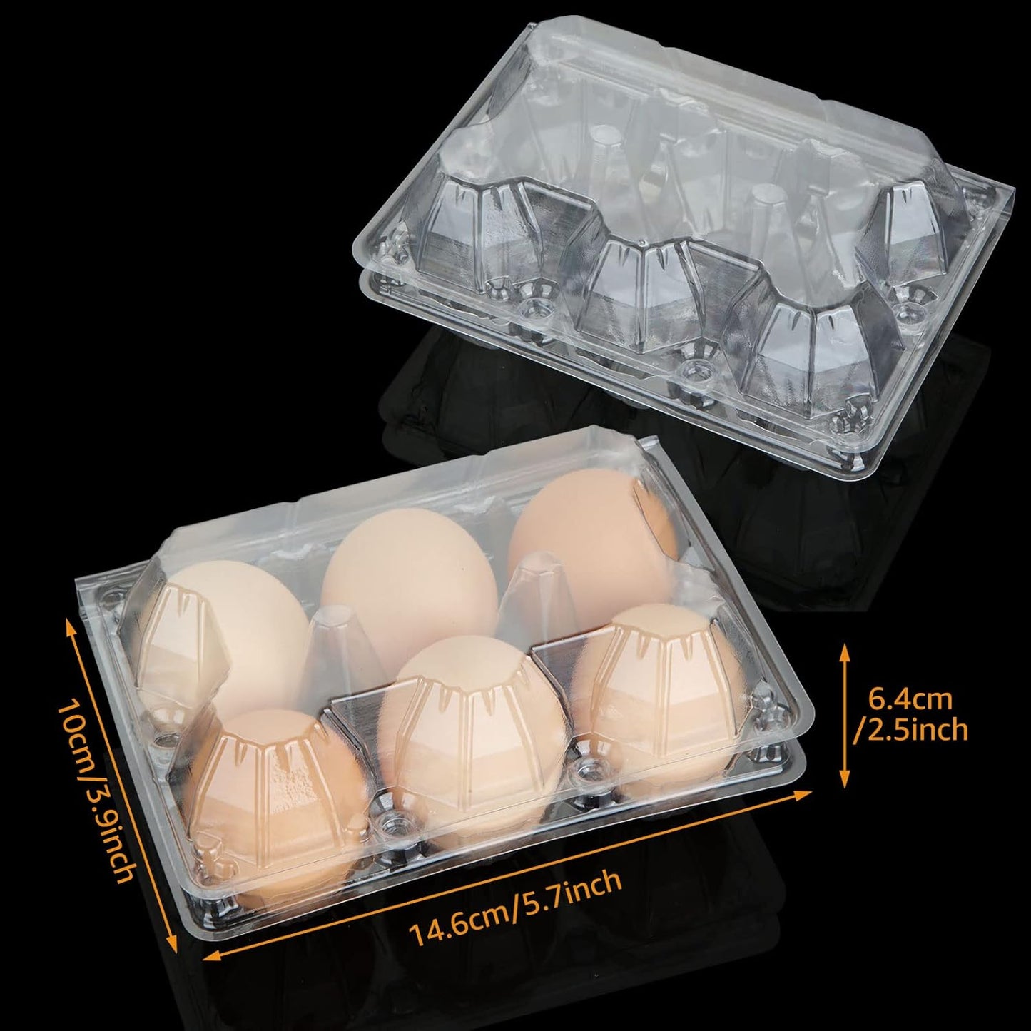 100PCS Egg Cartons Cheap Bulk, Each Holds Half Dozen Eggs (6 Eggs), Plastic Chicken Egg Carton Egg Tray Egg Cartons Holder for Family Pasture Farm Market