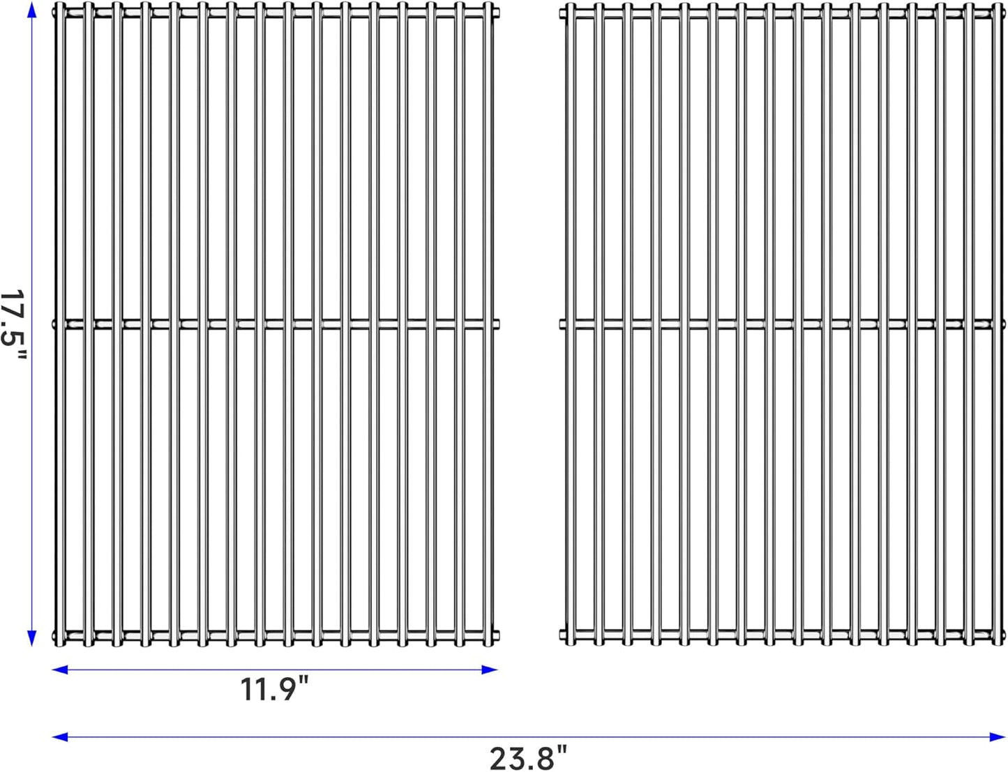 17/17.5/19.5 Inch Grill Cooking Grates Replacement for Weber Spirit 300, 310, 320 Series, Spirit 700, Genesis Silver/Gold/Patinum B/C, Heavy Duty Stainless Steel Grids, 17.5" D x 23.8" W