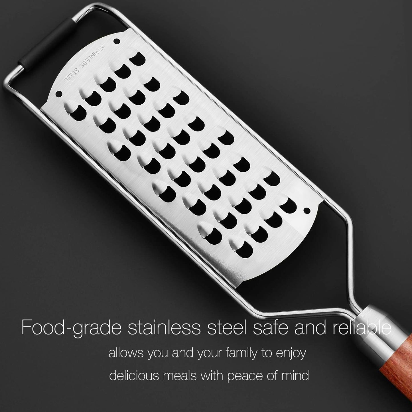 Professional-Grade Lemon Zester with Ultra-Coarse Blades, Heavy-Duty Cheese/Vegetable Grater, Solid Wood Handle Design - Rust-Resistant Durable, Essential Kitchen Tool (B1)