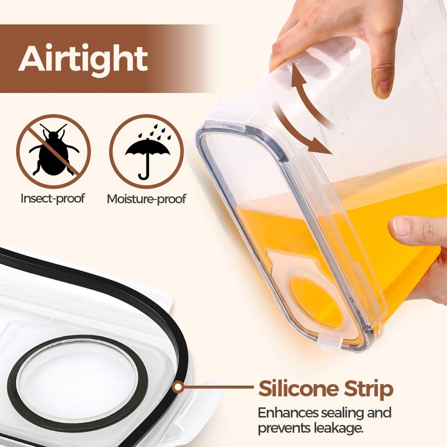 3 PCS Cereal Storage Containers Set, Airtight Food Containers with lid for Rice Pet food, Medium & Small Cereal Dispenser for Kitchen Pantry Organization (135.2oz/4L + 84.5oz/2.5L×2)