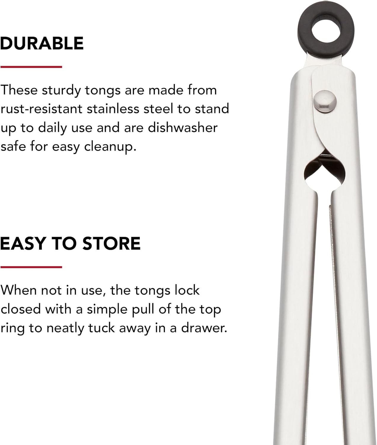 KitchenAid Set of 2 Stainless Steel Tongs with Scalloped Edges Easy Lock Dishwasher Safe Durable and Versatile 7 Inch and 9 Inch Silver