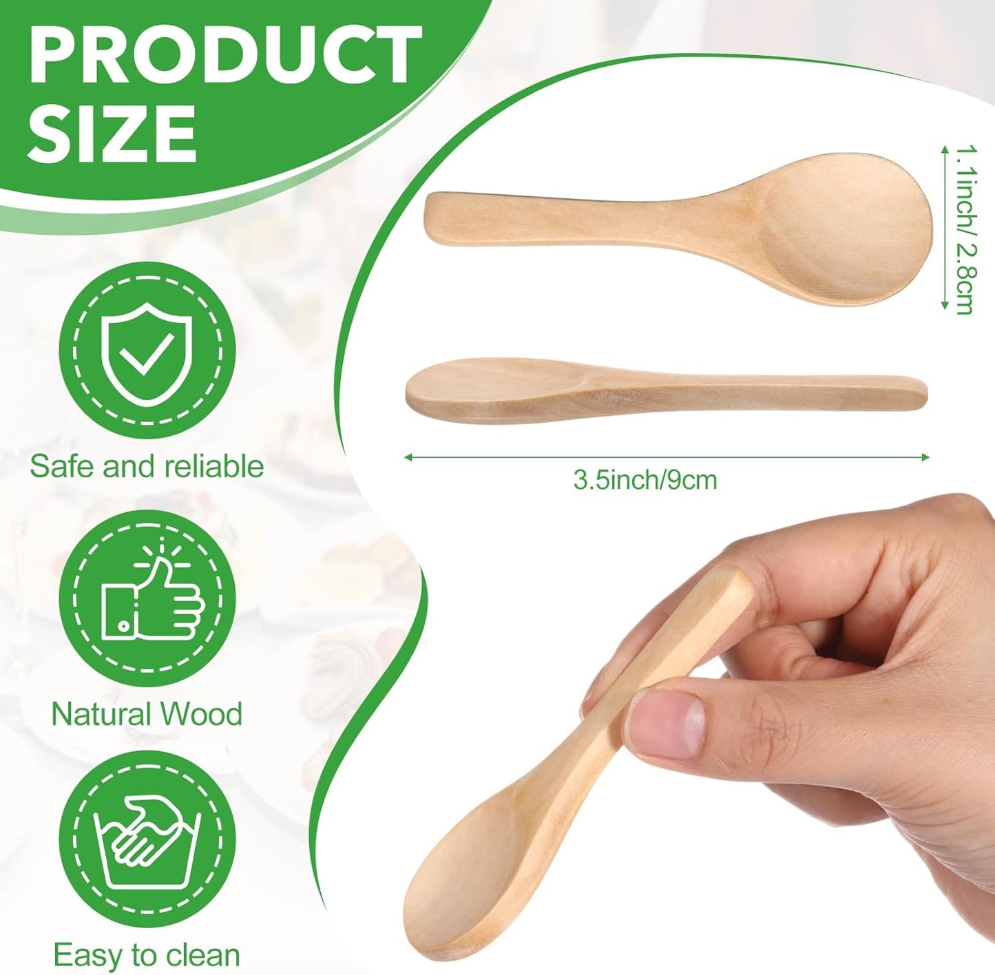 Boao 100 Pcs Small Wooden Spoons, 3.5'' L, Mini Wood Natural Tiny Spoons Wooden Little Teaspoons for Jars Sugar Creamer Honey Spices Salt Kitchen Supplies (Light Brown)