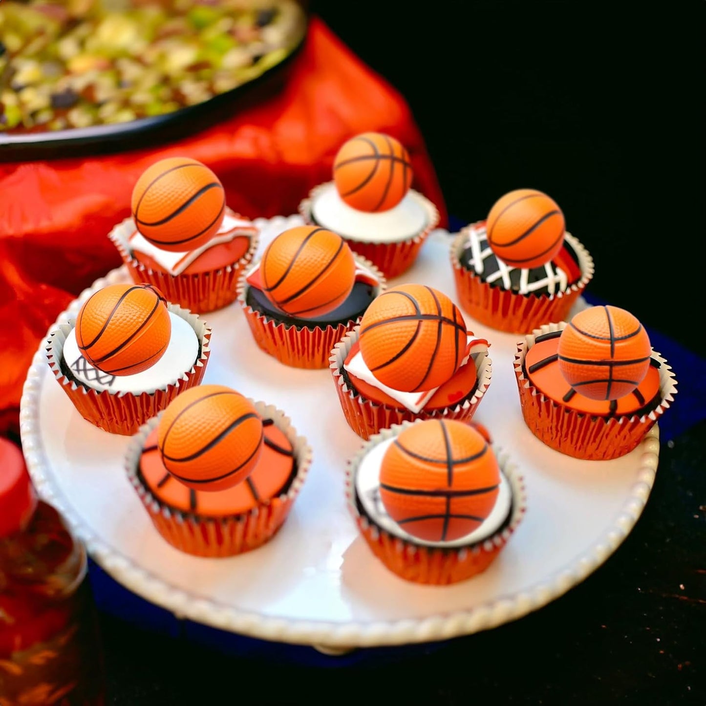 Ephlyn 10 Pack 3D Basketball Cupcake Toppers Basketball Cake Toppers Decorations for Sports Theme Baby Shower Birthday Party Cake Decorations Supplies