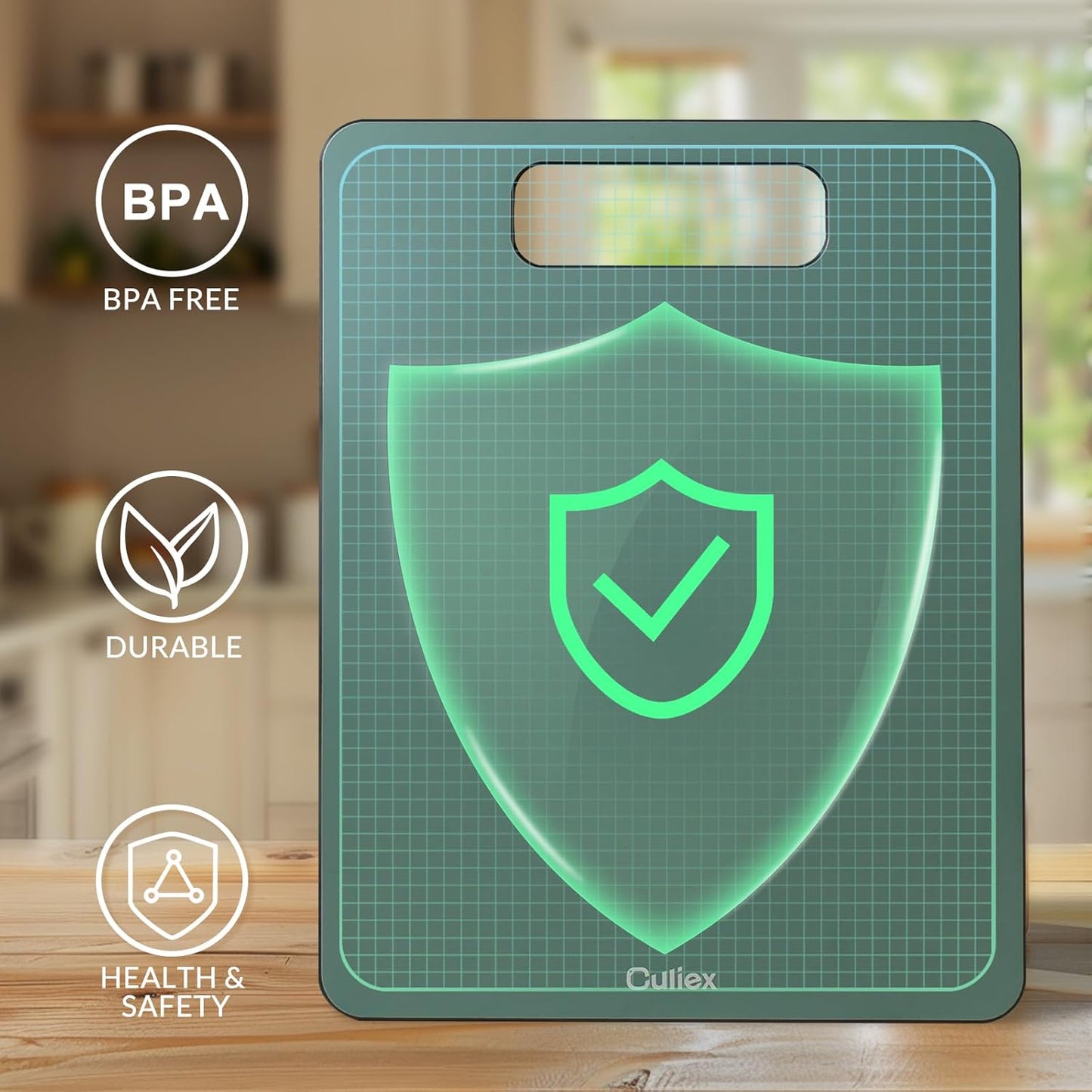 Cutting Boards for Kitchen [Set of 2], Wood Fiber Composite Cutting Board, Dishwasher Safe, Non Slip Non Toxic Chopping Board for Meat Vegetables Fruit Cheese - Green