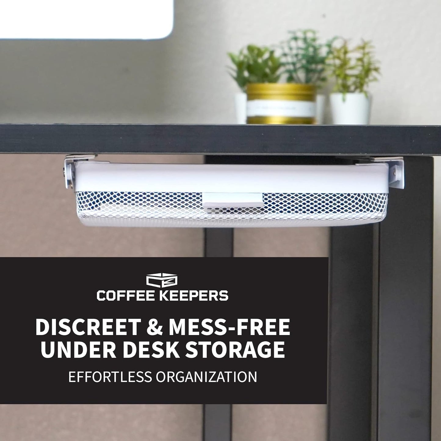 Anything Keeper - Organizer for Home, Kitchen, Bathroom, RV, Small Spaces - Storage Organizers - Compact Metal Basket - Under Cabinet Holder - Easy Install - Holds Strong - 11 x 10 x 2in - White