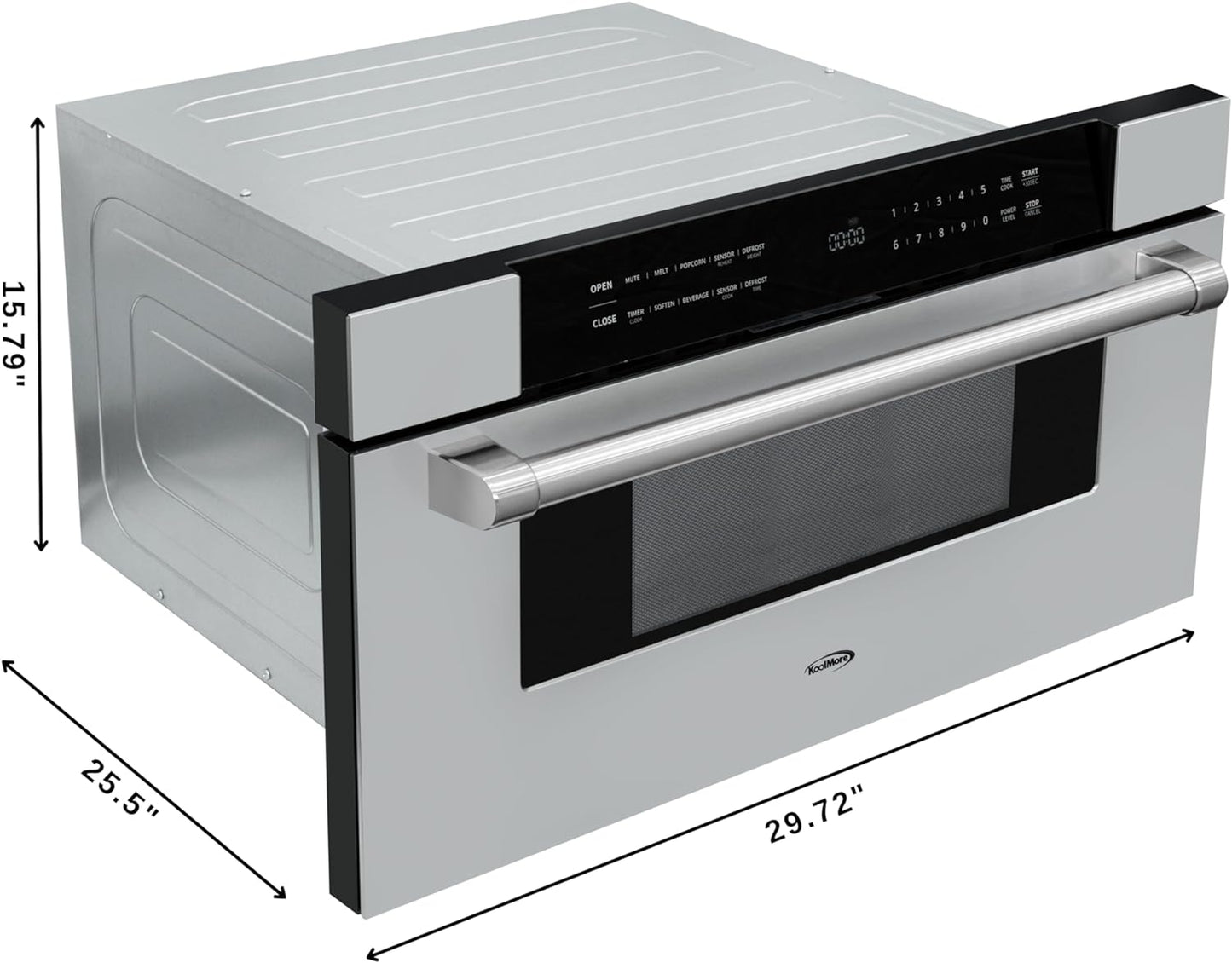 KoolMore KM-MD30-SS Microwave Drawer, Capacity in Stainless-Steel, 30 in/1.2 cu. ft, Silver