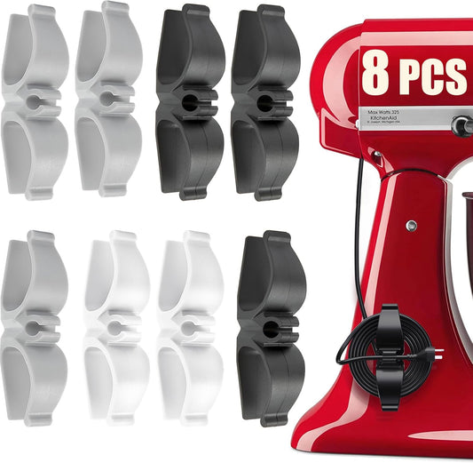 Cord Organizer for Appliances, 8 Pack Upgraded Kitchen Appliance Cord Organizer Stick On Appliance Wire Organizer Wire Wrapper for Kitchen Appliances Mixers, Coffee Maker, Pressure Cooker