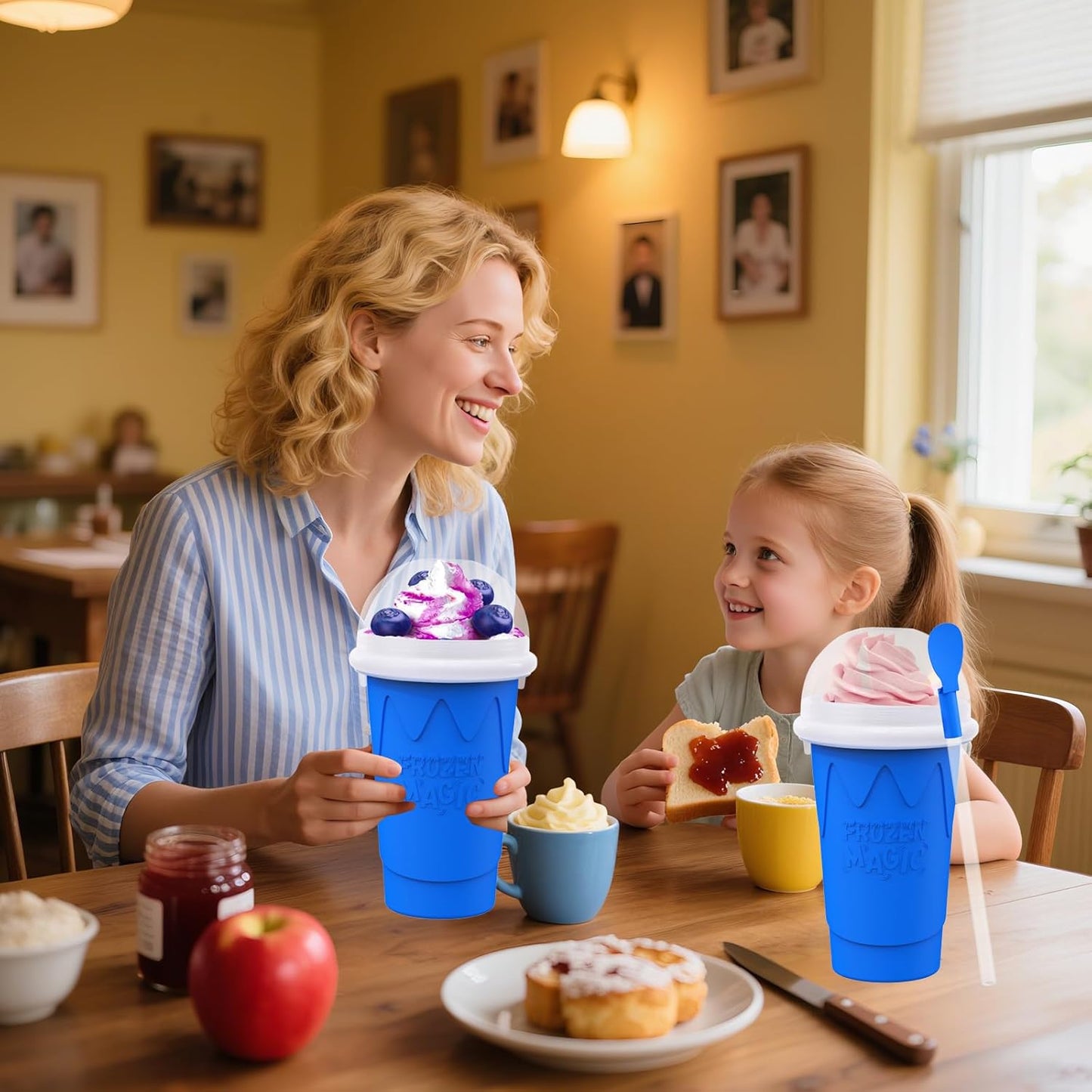 500ML Slushie Maker Cup, Magic Quick Frozen Smoothies Cups for Homemade Milk Shake Ice Cream Makers, Cooling Cups, Double Layer Squeeze Slushy Cup, Birthday Gifts for Boy, Girls,Friends,Family