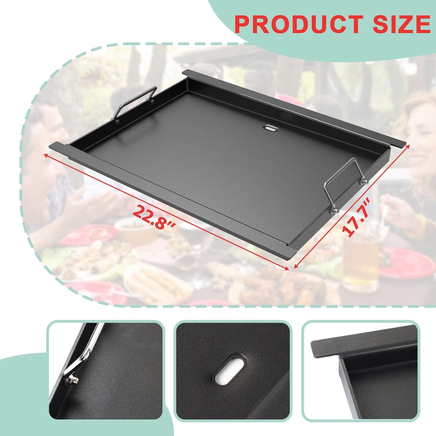 Full Size Griddle Insert for Napoleon Prestige PRO 425 Series Grill R425,R425-1, R425-2,425SB,COS425SBPK,R425NSS,R425SIB,Carbon Steel Griddle Plate Replace Part for Napoleon #S83013, 22.8''L X 17.7''W