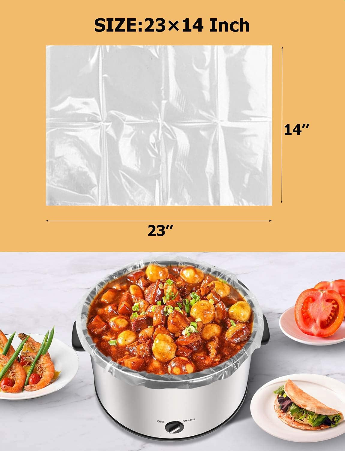 16 Bags Slow Cooker Liners, Disposable Multi Use Cooking Bags,Large Size Fit 3QT to 8QT, Plastic Bags for Slow Cooker, Pans, Aluminum Cooking Trays, BPA Free-13 x 21 Inches, 3 quarts (16)