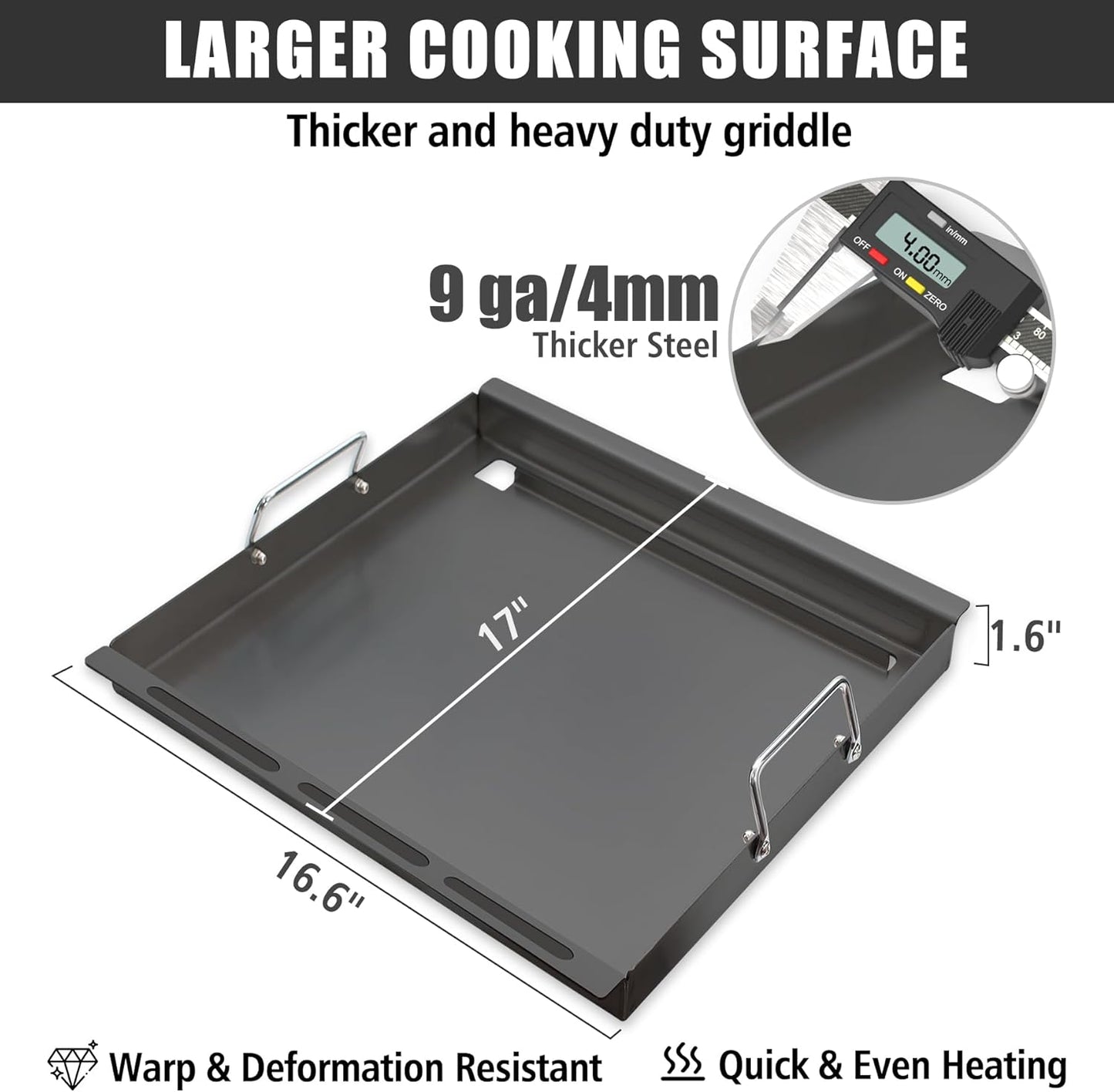 SafBbcue Full Size Griddle Inserts for Charbroil TRU-Infrared 463644220 463632320 463644220 Flat Top Griddle for Charbroil Grill Replacement Parts 463642316 466642416 G369-0030-W2, Carbon Steel