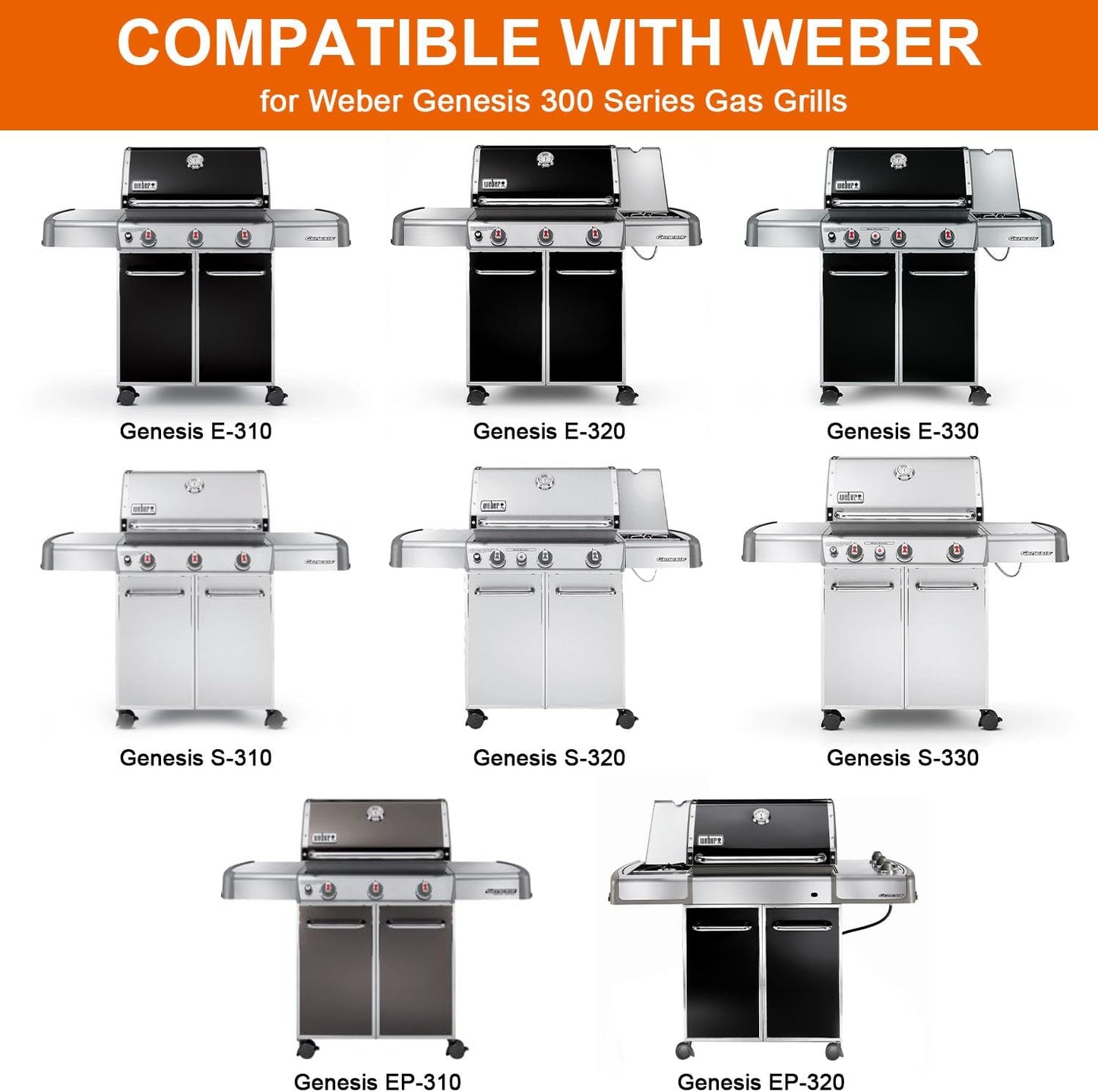 Full-Size Griddle Inserts for Weber Genesis 300 Series Gas Grills, Flat Top Griddle Accessories for Weber Genesis E-310 S-310 E-320 S-320 E-330 S-330 EP-310 EP-320 EP-330 CEP-310 Burner Gas Grills