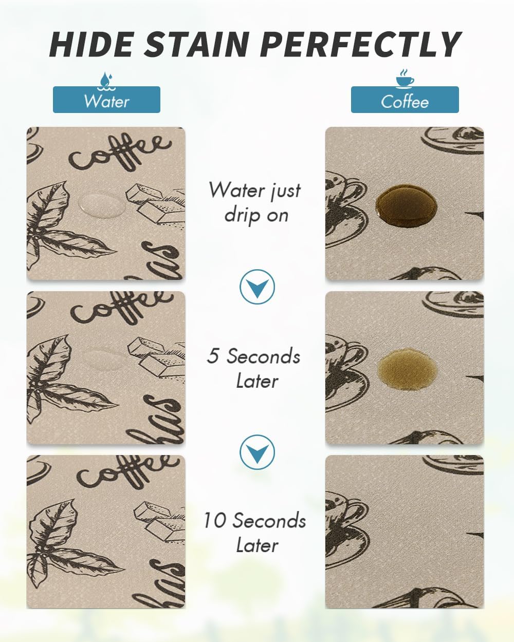 AMOAMI Coffee Mat Hide Stain Rubber Backed Absorbent Dish Drying Mat for Kitchen Counter - Fits Under Coffee Maker & Espresso Machine (16X24, MILK TEA)