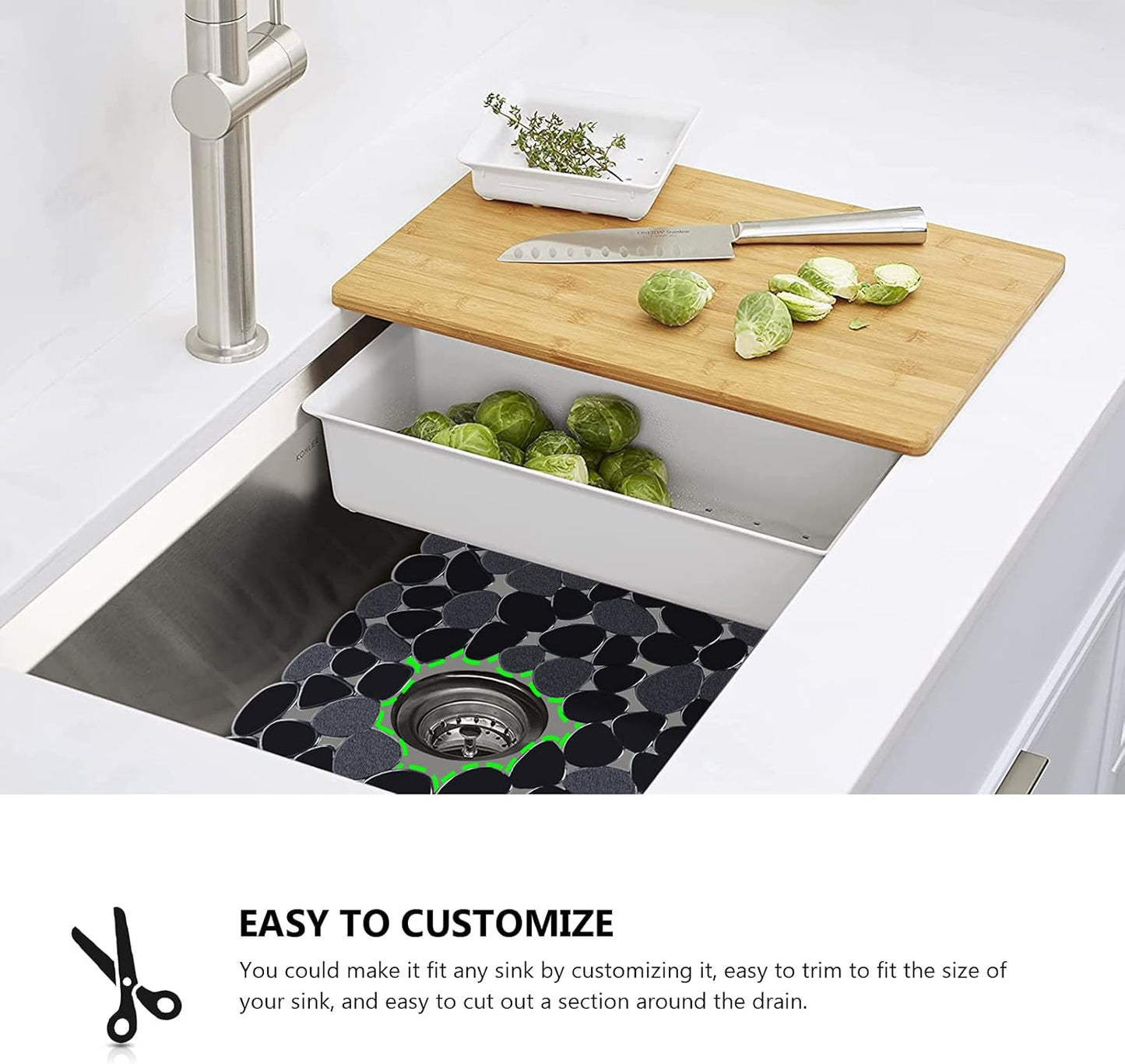 OTHWAY 2Pcs Kitchen Sink Mats, 15.8" x12" Scratch Free Sink Protector for Stainless Steel/Porcelain Sink, Pebble Design Quick Drain Dish Drying Mat, a Nice Touch for Your Kitchen