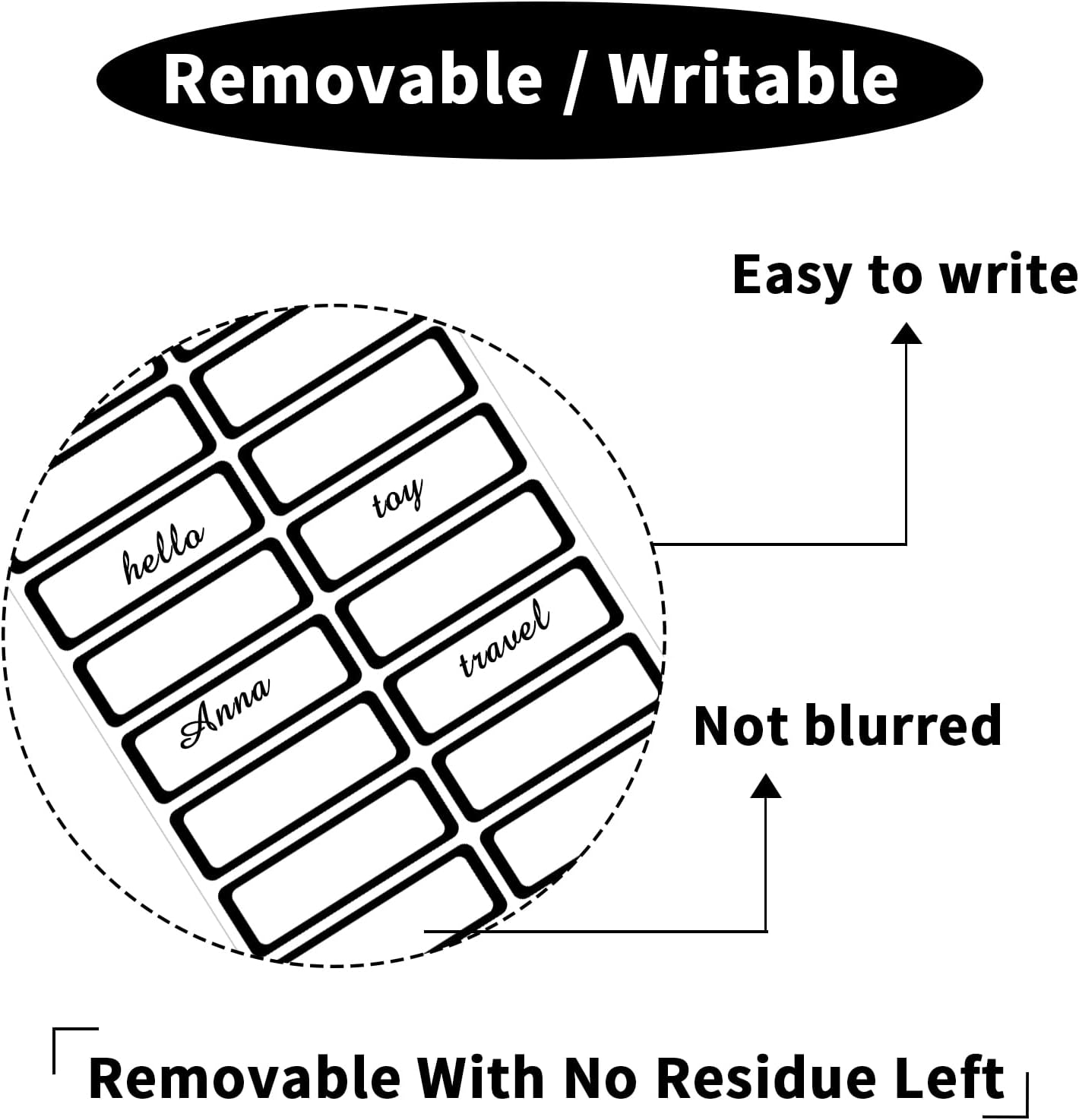 STARLIBOO Color-Coding Removable Labels, Rectangular 1 x 3"" Freezer Labels for Organizing, Tear-Resistant No Residue, Removable Labels for Food Containers (240Pcs), Black Border