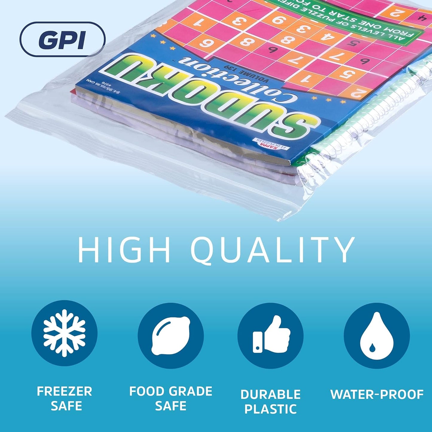 GPI - 15" x 18", Pack of 100, Clear Plastic Reclosable XL Zip Bags, 2 Mil Thick, Zip Poly Bags with Resealable Lock Seal Zipper for Food, Apparel, Shirts, Household, School & Office Supplies