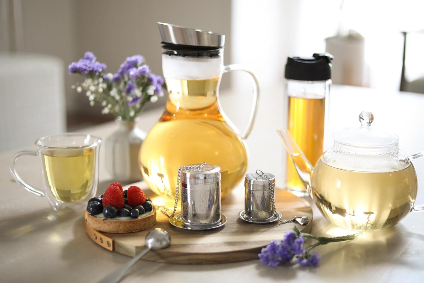 Teabloom Elegant Stainless Steel Loose Leaf Tea Infuser – Tea Connoisseur's Choice for White, Green, Oolong, Black, and Herbal Teas – Geometric Blossom Design – Large Size