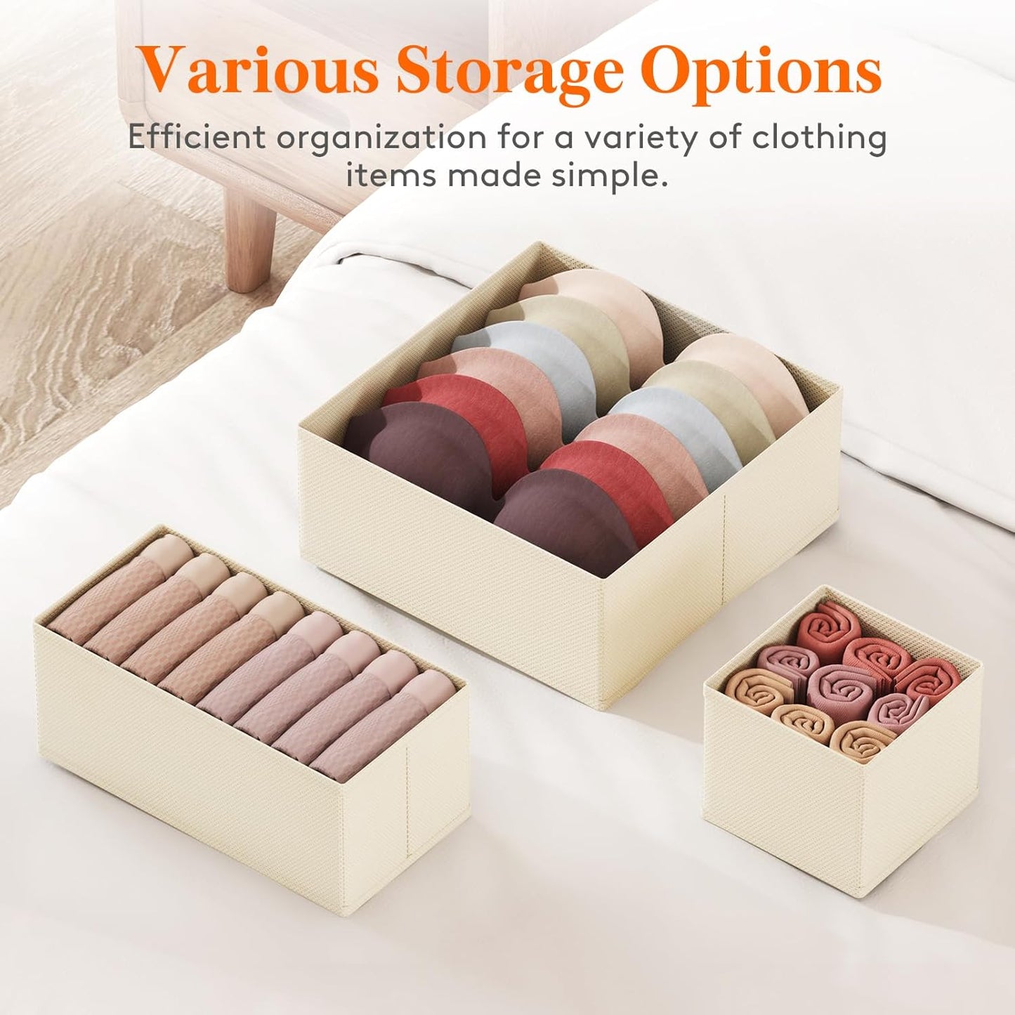 Lifewit 16 Pack Drawer Organizer, Dresser Underwear Drawer Organizer Bins, Foldable Fabric Closet Organizers, Storage Drawer Dividers, Dorm Room Essentials for Clothing, Socks, Towels, Ties Khaki