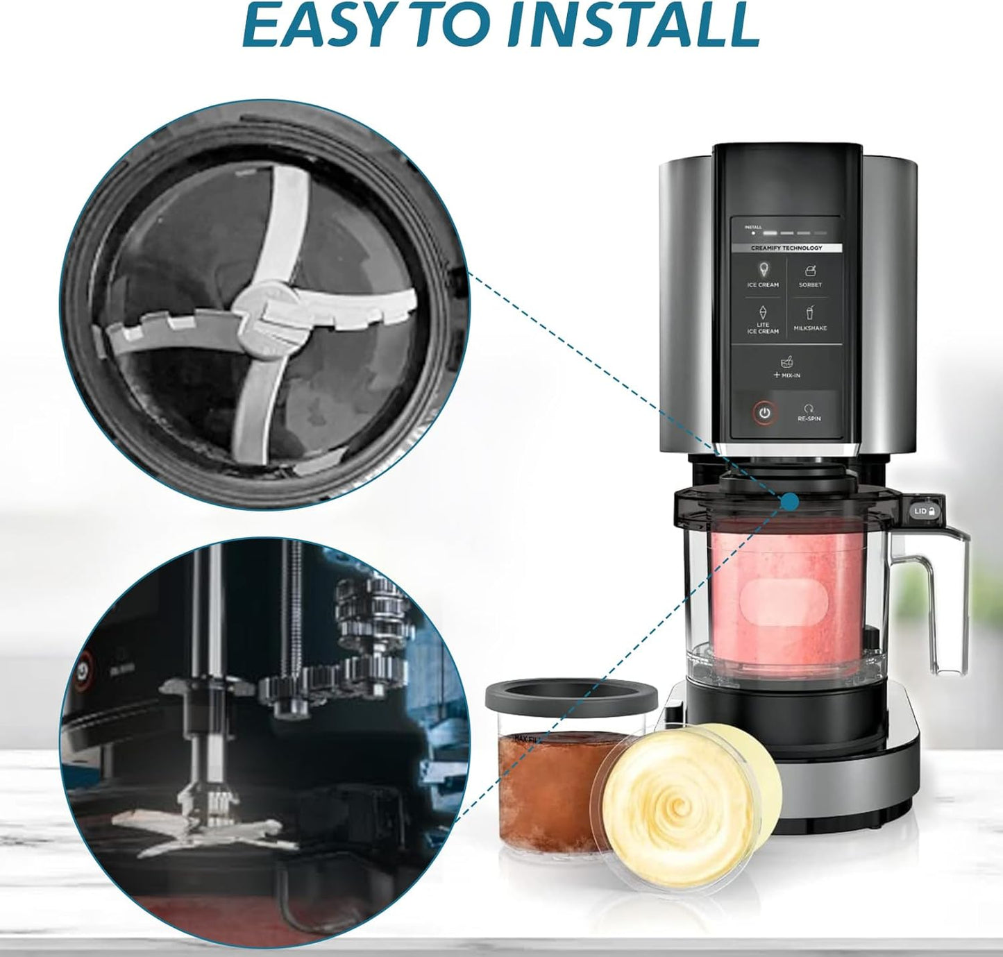 Replacement Paddle Blade for Ninja Creami NC300 Series Ice Cream Makers - Paddle Blade Replacement for Ninja Creamerizer NC299AMZ NC301 CN305A NC101 NC201