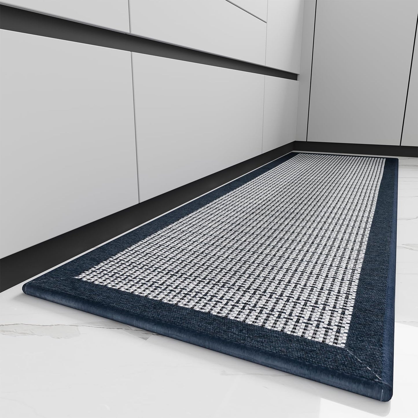 PADOOR Kitchen Mats for Floor, Kitchen Rugs Non Slip Washable, Rubber Backed Kitchen Runner Super Absorbent Kitchen Floor Mat Sink Rug, 20”x32” Blue