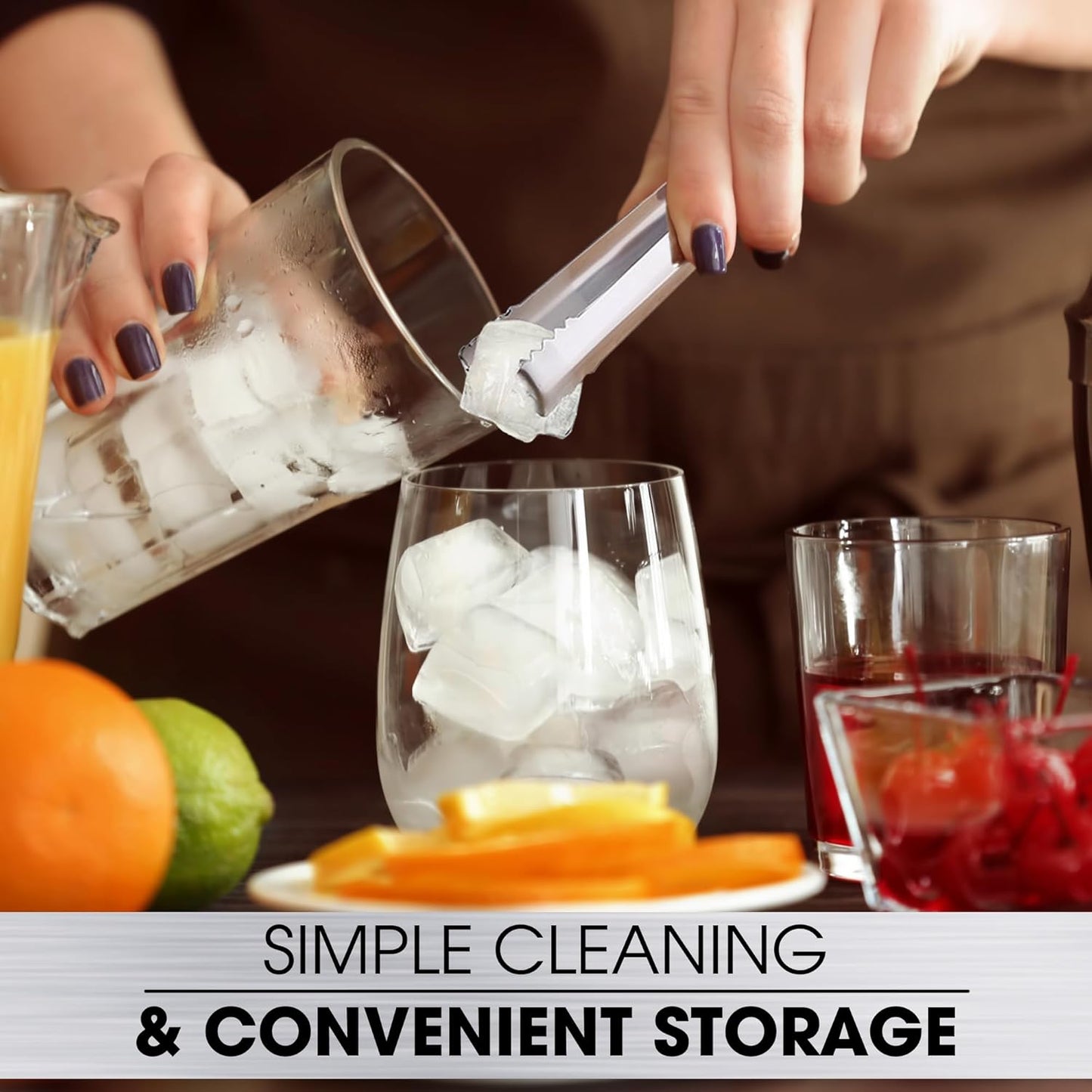 DUGATO Stainless Steel Cocktail Tongs (2 Pack, 6.3 inch) - Small Bar Ice Tongs with Sharp Grip Teeth for Ice Buckets, Sugar, Olives & Garnishes - Party Essentials