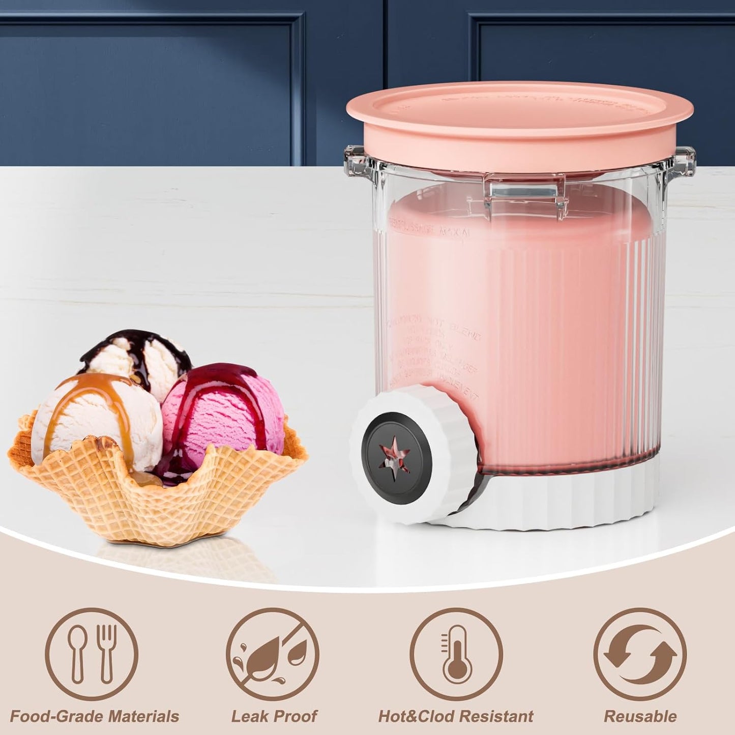 Swirl Creami Pints and Lids for Ninja - 2 Pack, Compatible with NC700 Series Ninja Swirl by CREAMi Ice Cream and Soft Serve Maker, 16 OZ Replacement Containers with Lid, Dishwasher Safe&Mix Color Lids