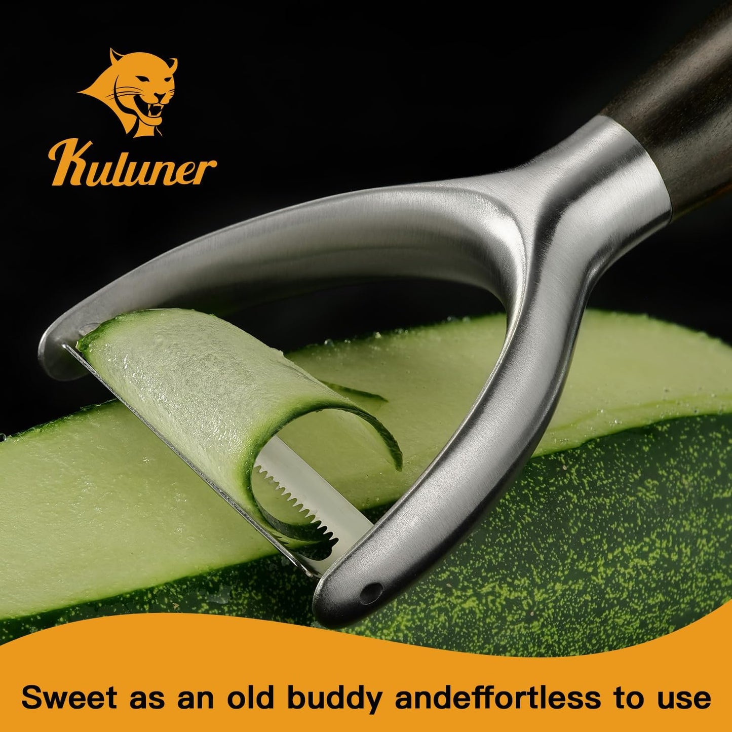 Serrated Blade Premium Y Type 304 Stainless Steel Multifunctional Kitchen Peeler Real Wood Handle Ultra Sharp Blade Vegetable Potato Apple（Agarwood）