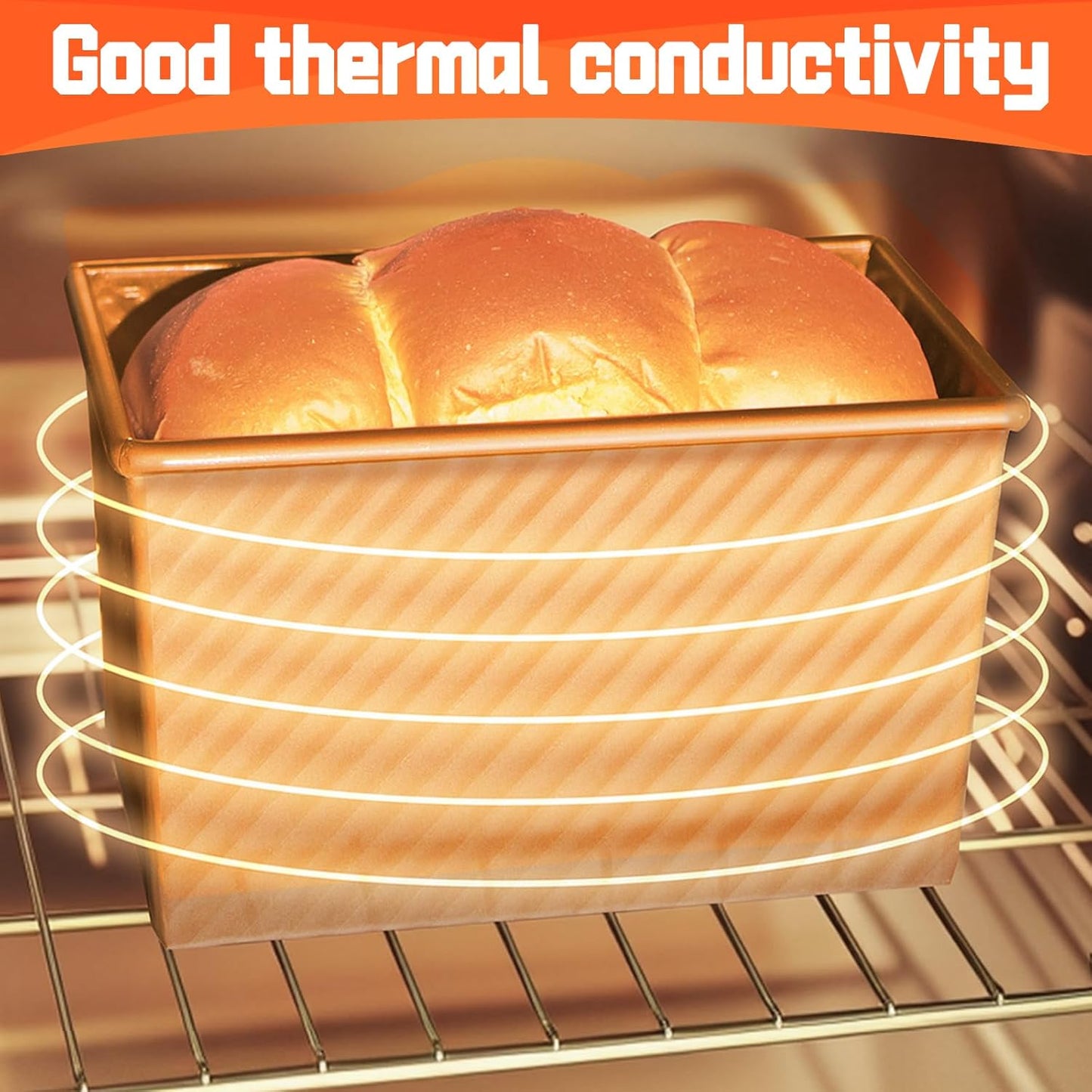 2 Pack Pullman Loaf Pan with Lid, 1 lb/0.5 lb Dough Capacity, Carbon Steel Corrugated, Non-Stick Sandwich Bread Loaf Pan with Lid