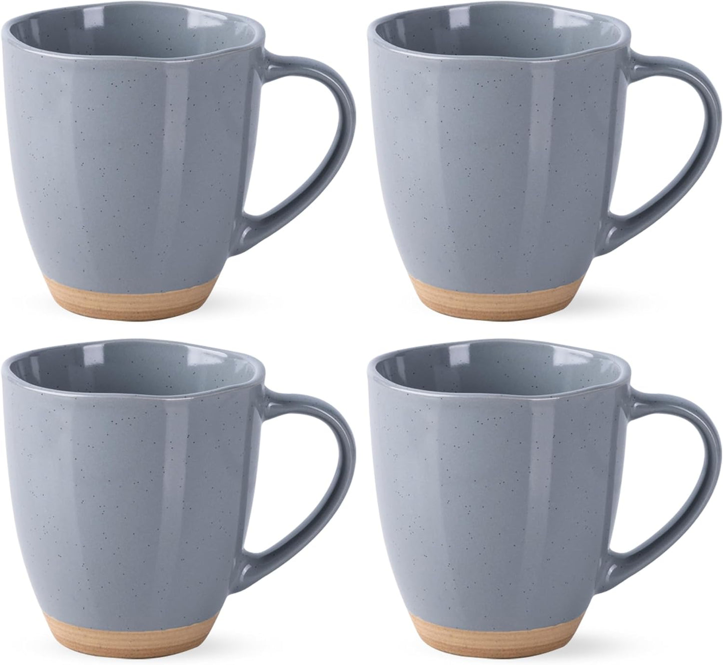 AmorArc 12oz Ceramic Coffee Mugs set of 6, Stylish Coffee Mugs with Rustic Terracotta Underside for Latte/Cappuccino/Milk/Cocoa, Dishwasher&Microwave Safe, Gray