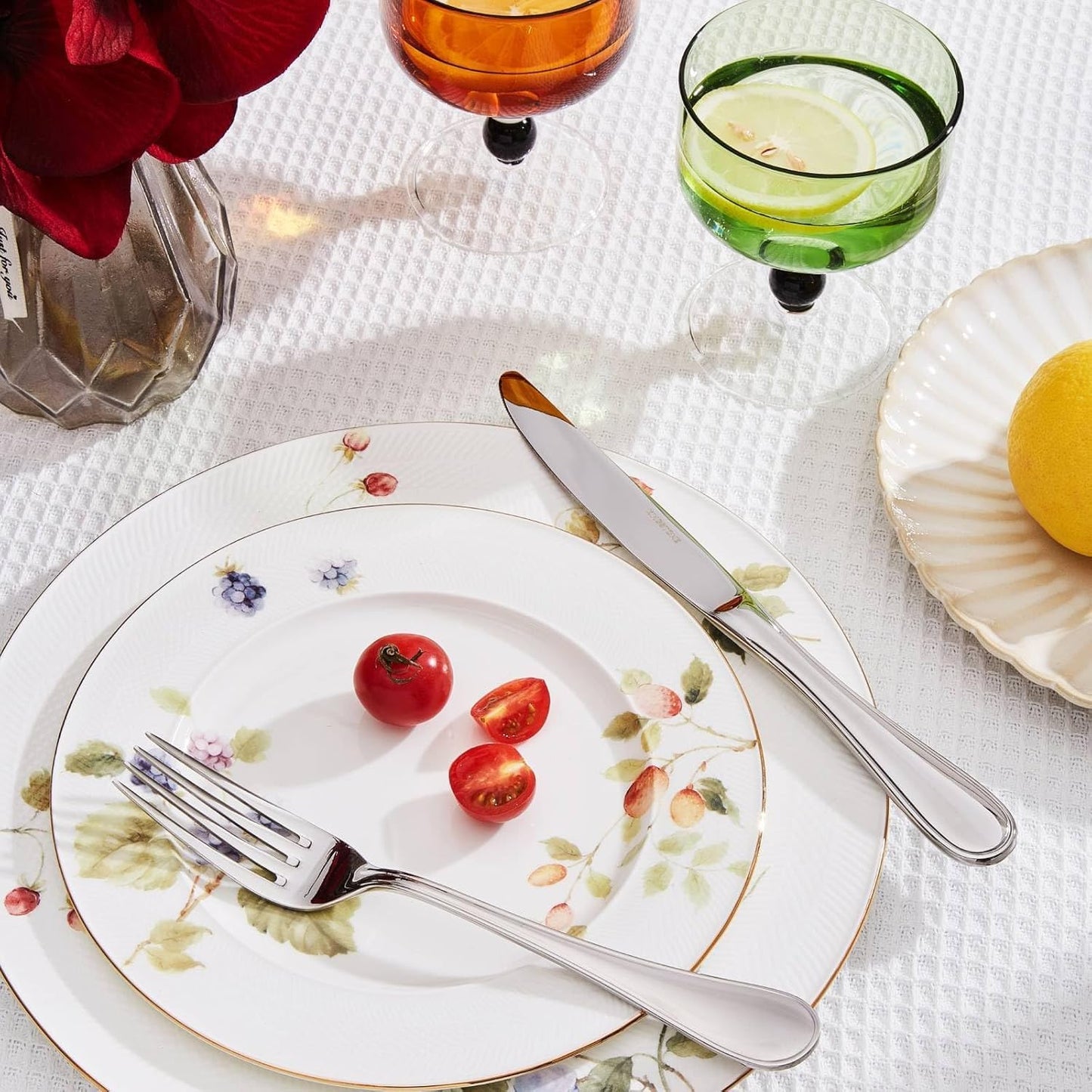 KINGSTONE 30 Piece Teardrop Silverware Set for 6, 18/10 Stainless Steel Flatware Set, Modern Design Cutlery Set for Home/Hotel/Wedding,Mirror Polished and Dishwasher Safe