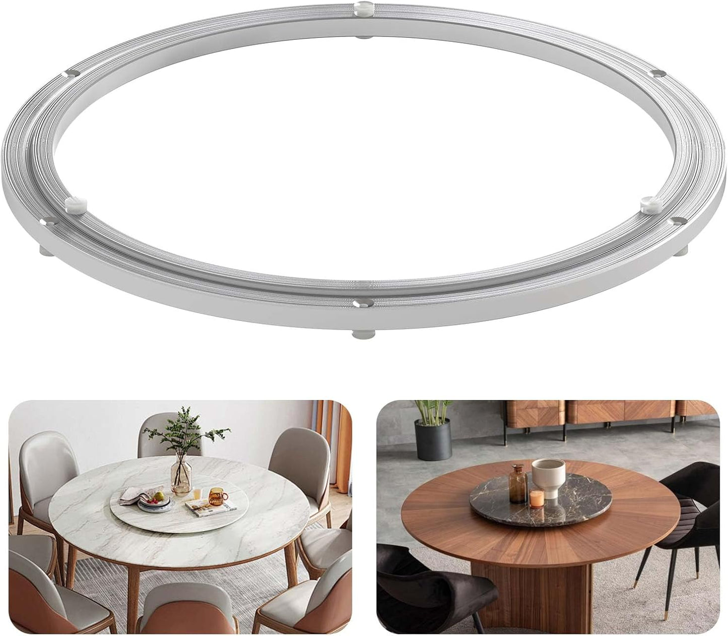 Pisman Aluminium Alloy Turntable Bearing, Heavy Duty Lazy Susan Rotating Bearing Turntable,Smooth Swivel Plate Hardware for Round Dining Table,DIY. Silent Rotating Base Only.(18inch)