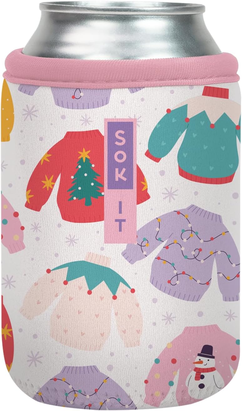 Sok It CanSok Sleeve for Beer & Soda Insulated Neoprene Cover (Cozy Knits, 12oz Can Sleeve)