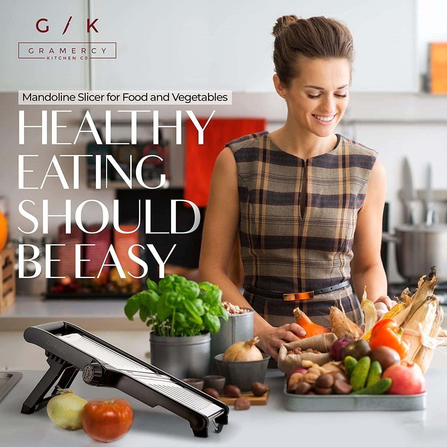 Gramercy Mandoline Food Slicer, Vegetable Cutter, Potato Slicer, Mandolin for Kitchen, Veggie Cutter, Cucumber Tool - Comes with One Pair Cut-Resistant Gloves