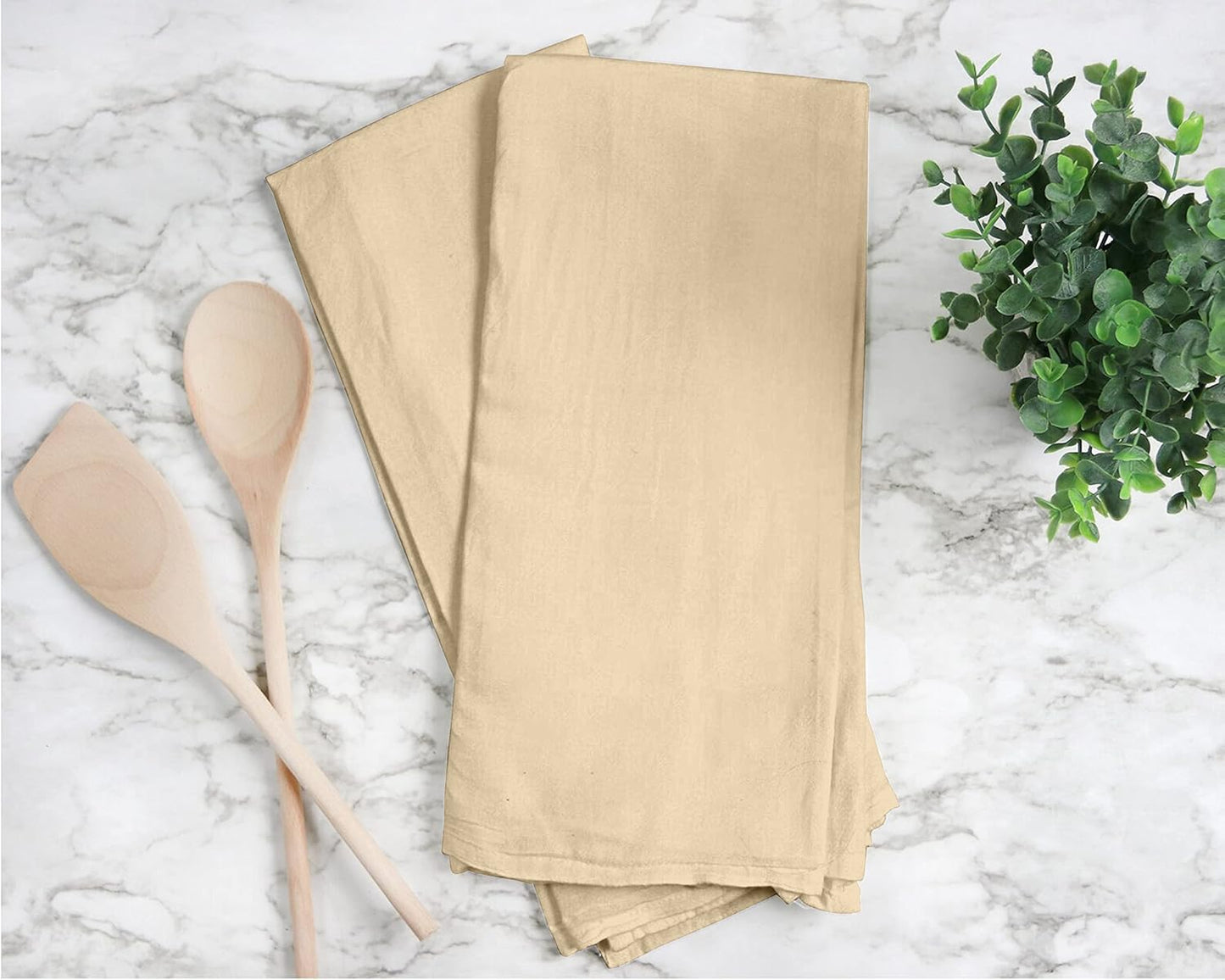 RUVANTI Flour Sack Towels 6 Pack 28x28 Inch, 100% Cotton Tea Towel, Reusable, Machine Washable, Absorbent BarTowels - Dish Cloth Perfect for Drying Dishes & Cleaning - Camel