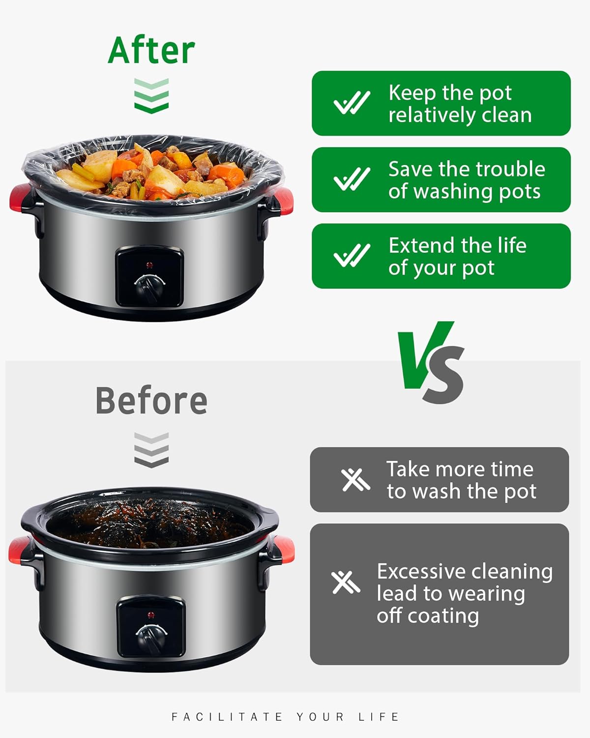 Syntus Slow Cooker Liners, 30 Count Cooking Bags Small Size Disposable Pot Liners Plastic Bags, Fit 1QT to 3QT for Slow Cooker Cooking Trays, 10.5"x 17.5", 30 Liners