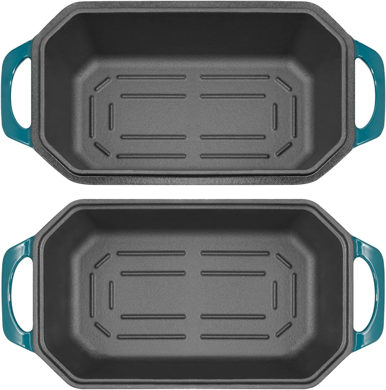 Bread Pan Cast Iron Loaf Pan with Lid Bread Loaf Pan 9x5 Inch Loaf Pan Enameled Cast Iron Sourdough Loaf Pan, DarkCyan