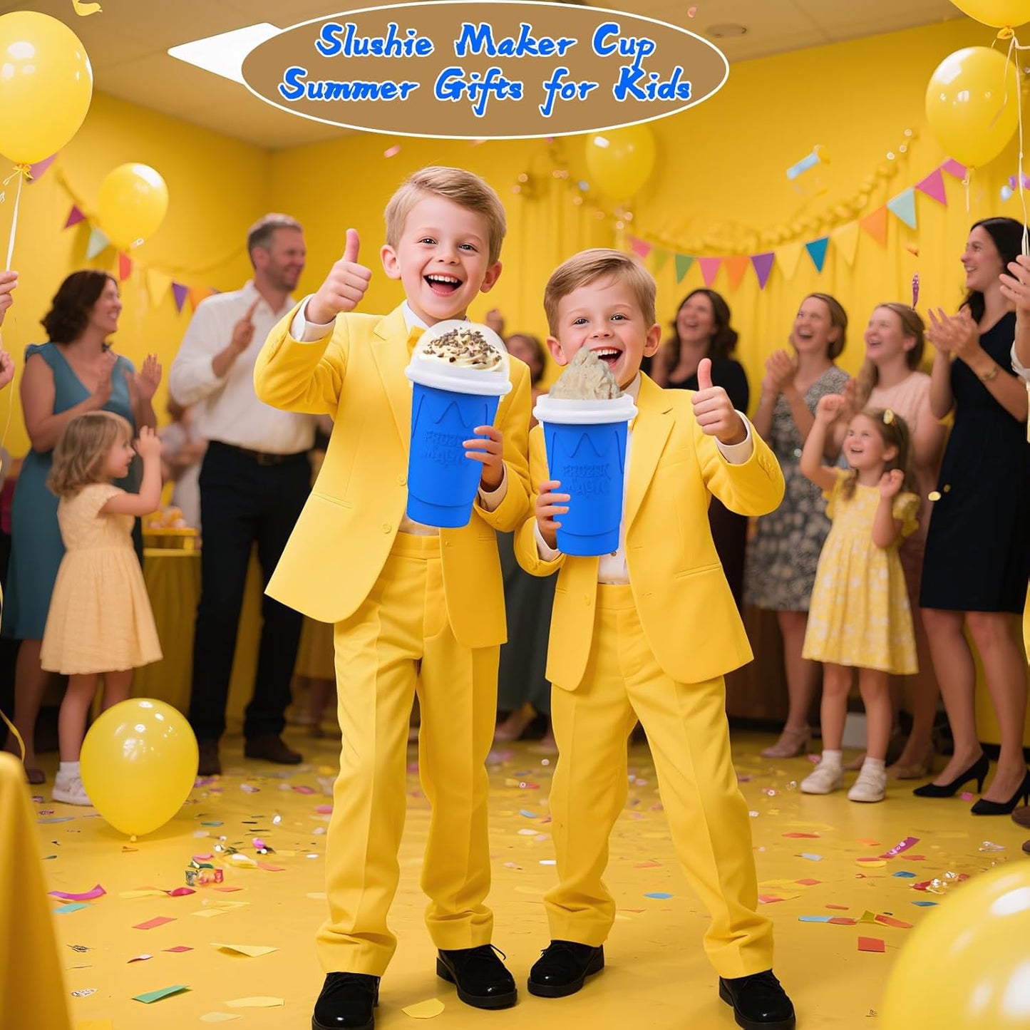 500ML Slushie Maker Cup, Magic Quick Frozen Smoothies Cups for Homemade Milk Shake Ice Cream Makers, Cooling Cups, Double Layer Squeeze Slushy Cup, Birthday Gifts for Boy, Girls,Friends,Family