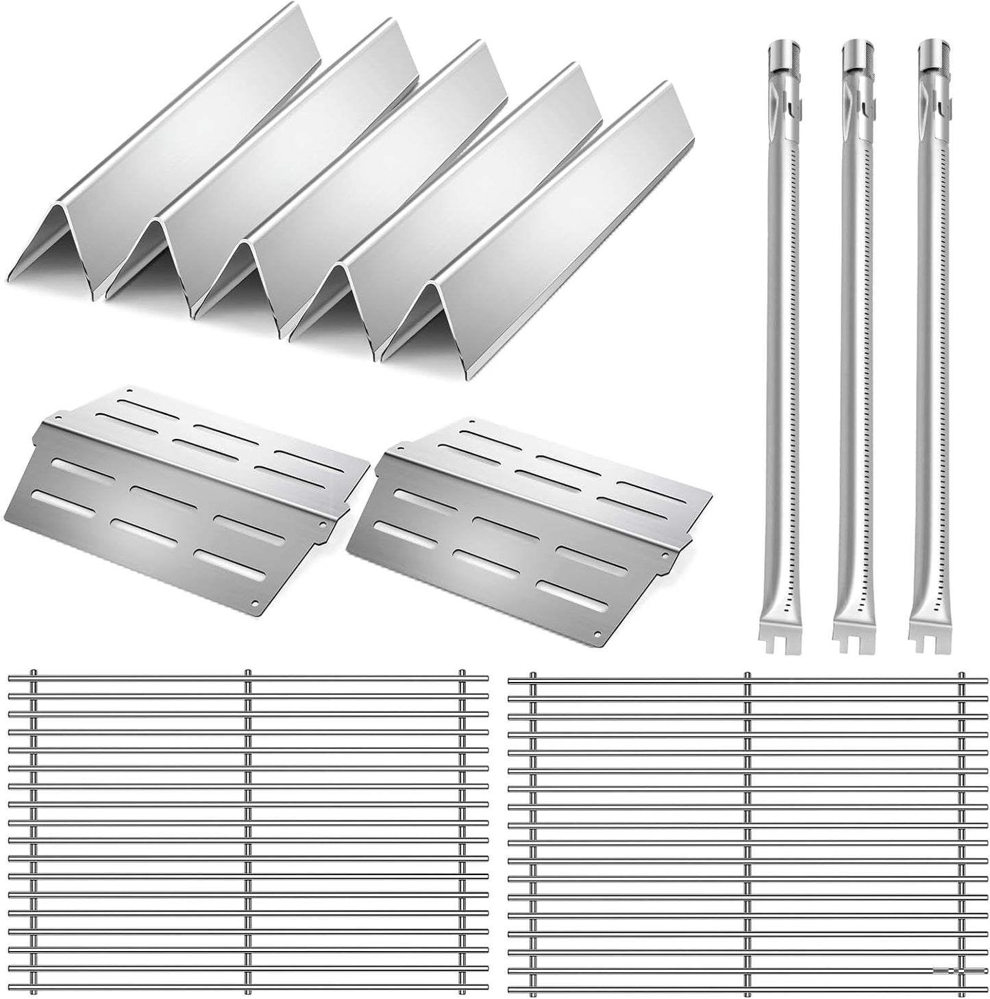 19.5" Stainless Steel 7524 Grill Grates 7620 Flavorizer Bars for Weber Genesis E330 Grill Parts with 7622 Heat Deflector 62752 Burner Tubes for Weber Genesis E310 S310 S330 EP310 300 Series