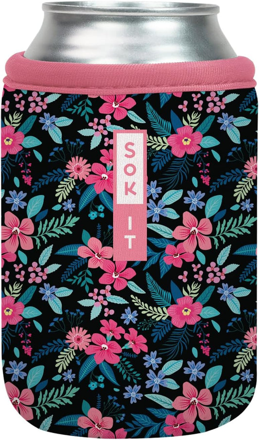Sok It CanSok Sleeve for Beer & Soda Insulated Neoprene Cover (Tropical Blooms, 12oz Can Sleeve)