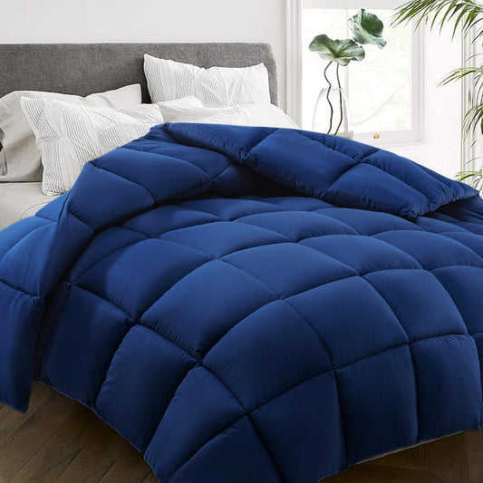 HYLEORY All-Season King Size Bed Comforter - Cooling Down Alternative Quilted Duvet Insert with Corner Tabs - Winter Warm - Machine Washable - Navy Blue
