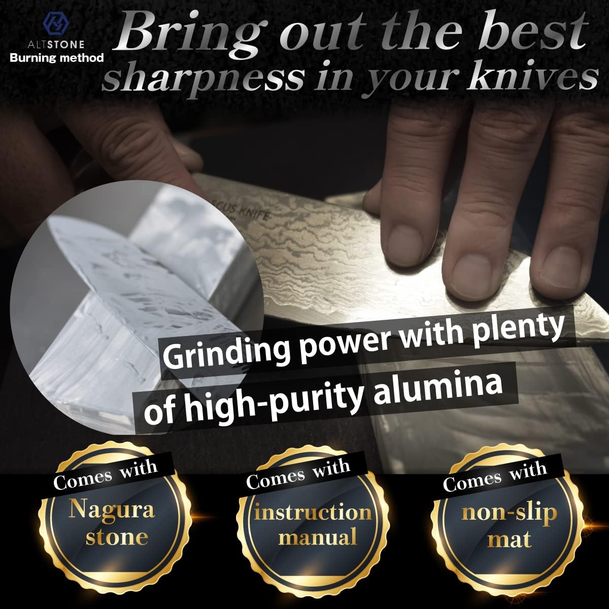 FUKAMI Whetstone Sharpening stone Coarse grit 300 w/Nagura, 7.1" x 2.4" x 0.8" (Pro Power. Perfectly Compact for home use), Made in Japan (#300)