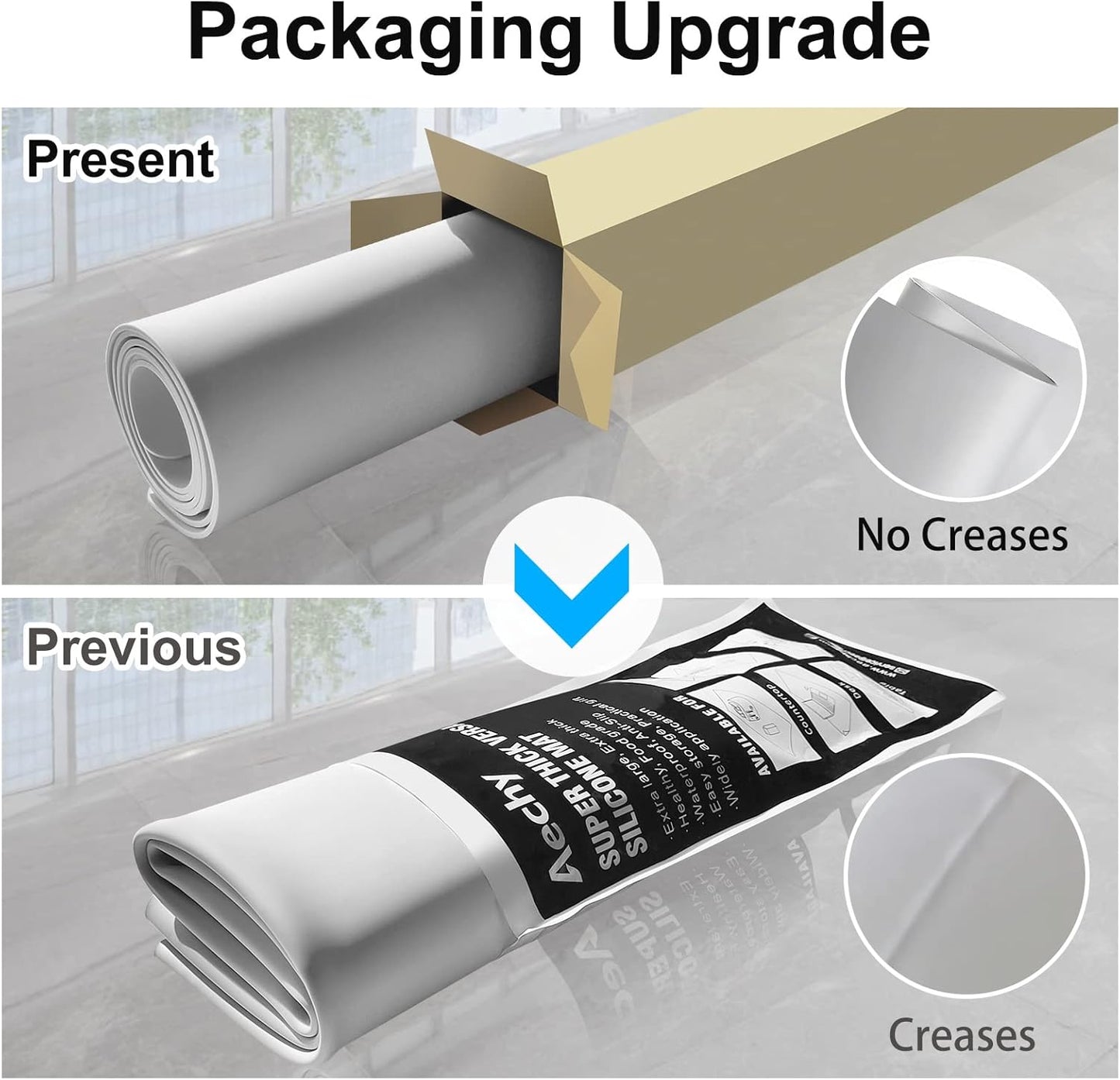 AECHY Extra Large Silicone Mat 35.3"x23.5"x0.08", Multipurpose Silicone Mat Thick Heat Resistant Mat Shipped Rolled Up Kitchen Counter Mat Waterproof Silicone Mats for Kitchen Counter Light Gray